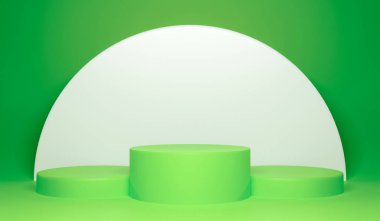 Yeşil renkli minimalist podyum. 3d oluşturma