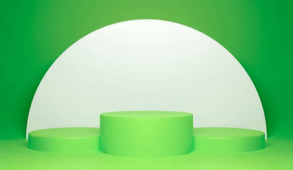 Pódio Exibição Minimalista Cor Verde Renderização — Fotografia de Stock