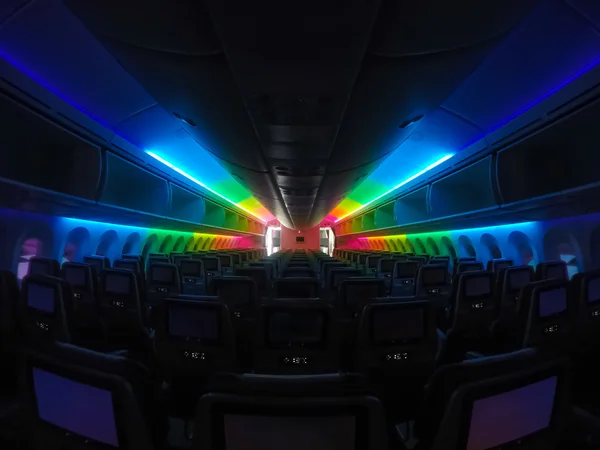 Cabina del avión arco iris lighitng, tomada por la cámara gopro — Foto de Stock
