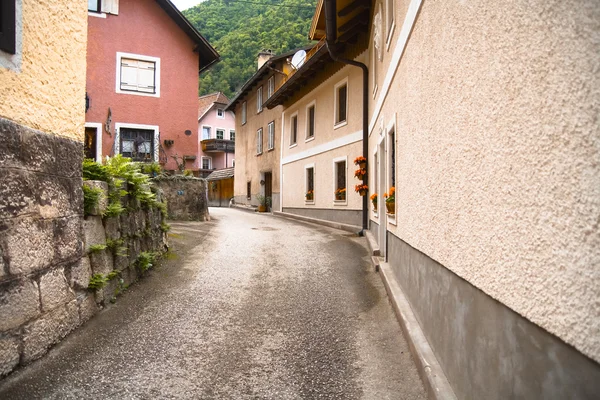 Avusturyalı evleri ve sokakları dağlarda