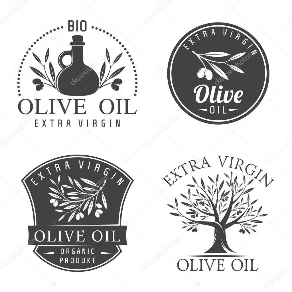 Vector illustration set of olive labels and badges isolated on white background