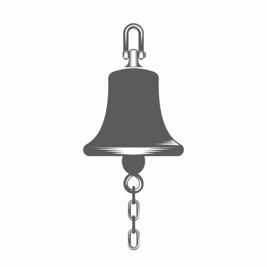 ship bell silhouette  black and white vector illustration