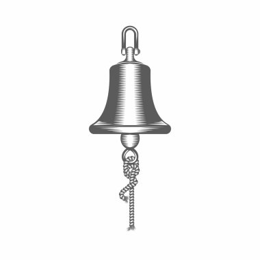 Black and white vector illustration ship bell