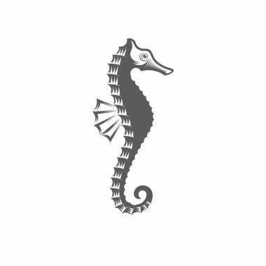 Deniz atı siyah-beyaz vektör çizimi