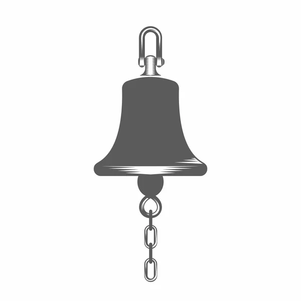 Ship bell silhouette  black and white vector illustration — Stok Vektör