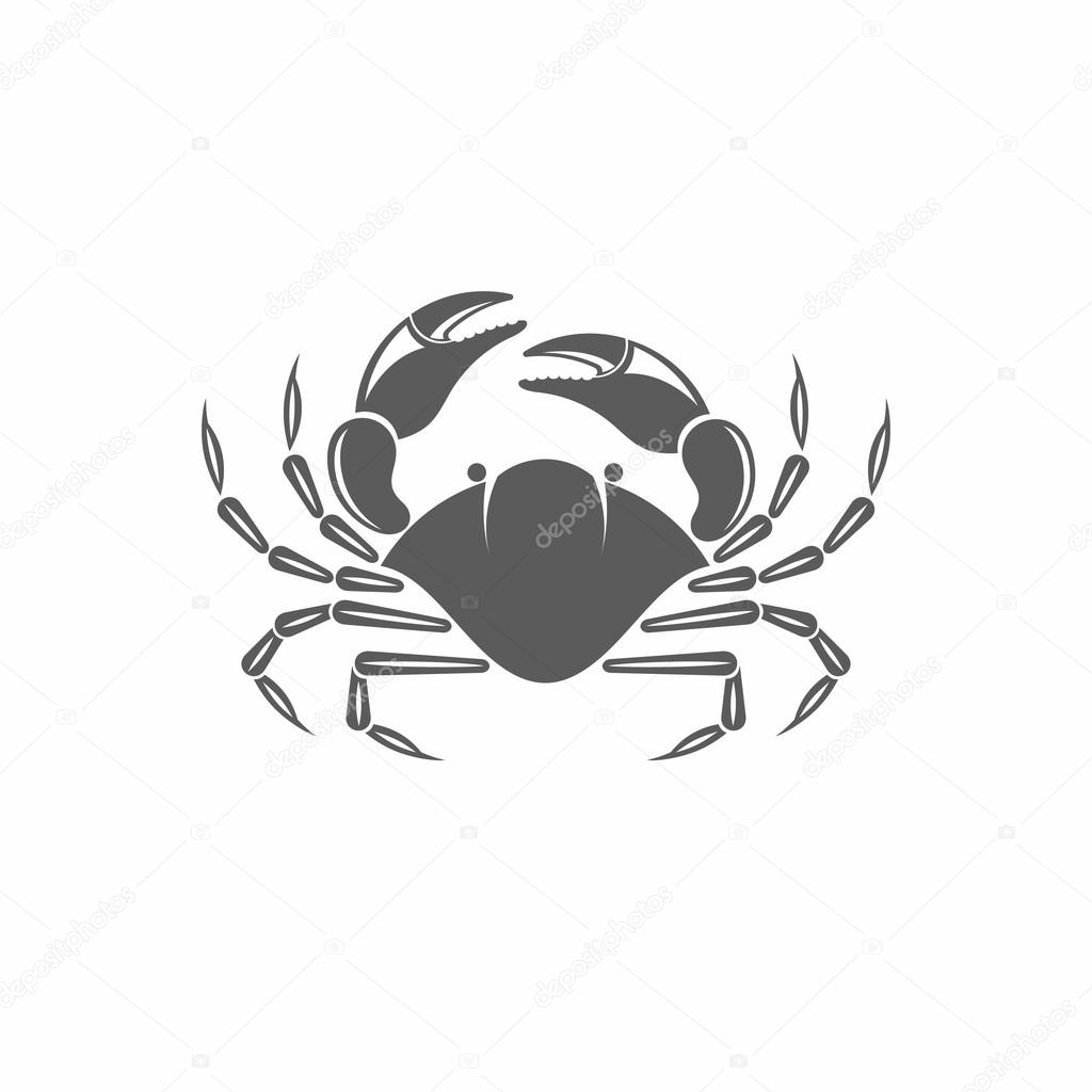 Crab black and white vector illustration