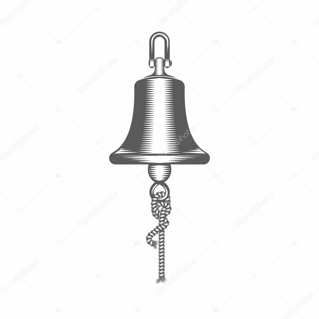 Black and white vector illustration ship bell