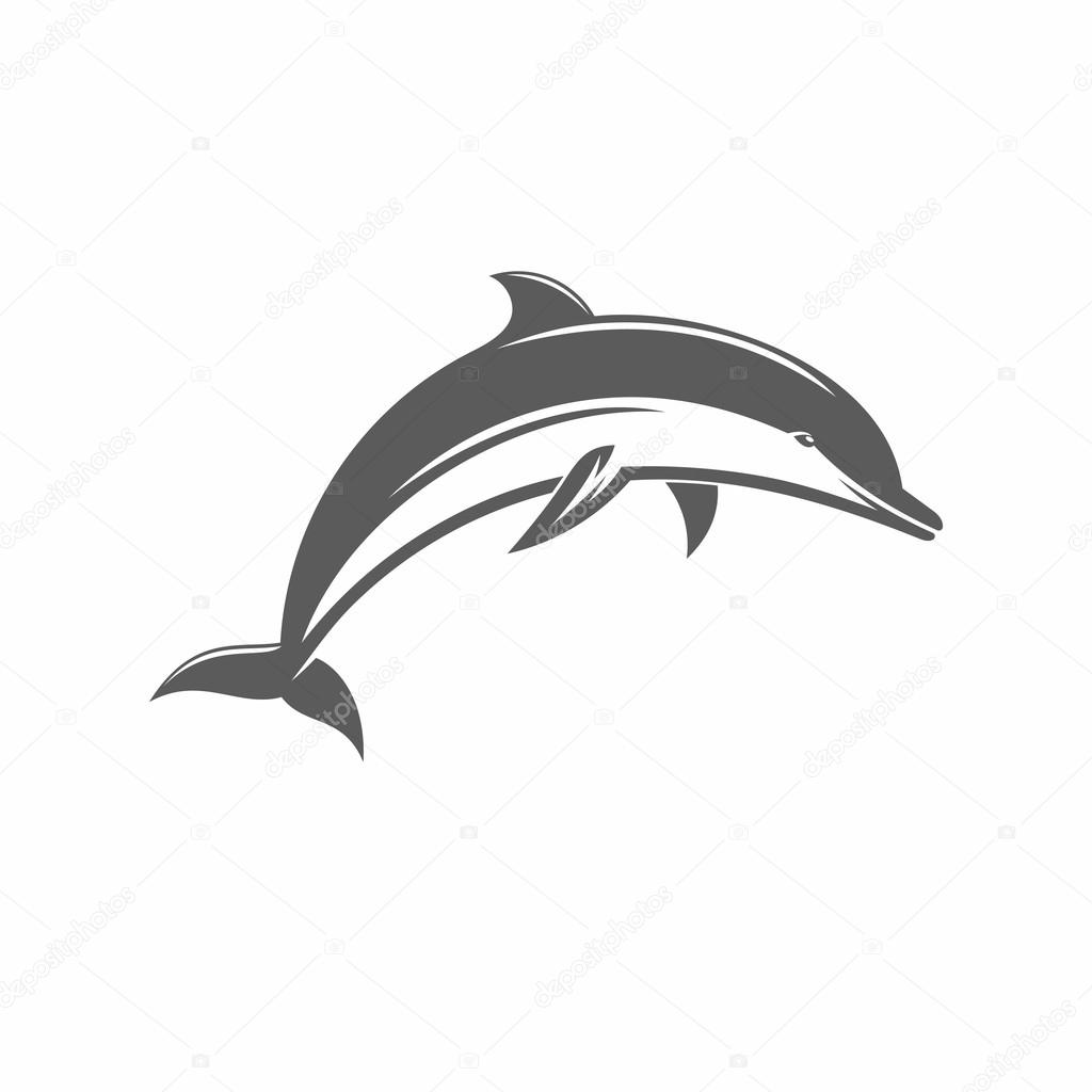 Vector illustration of a dolphin in the old-fashioned style and line-art style. Can be used as a tattoo