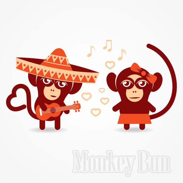 Оголошення мавпи пісень кохання з використанням гітари — стоковий вектор