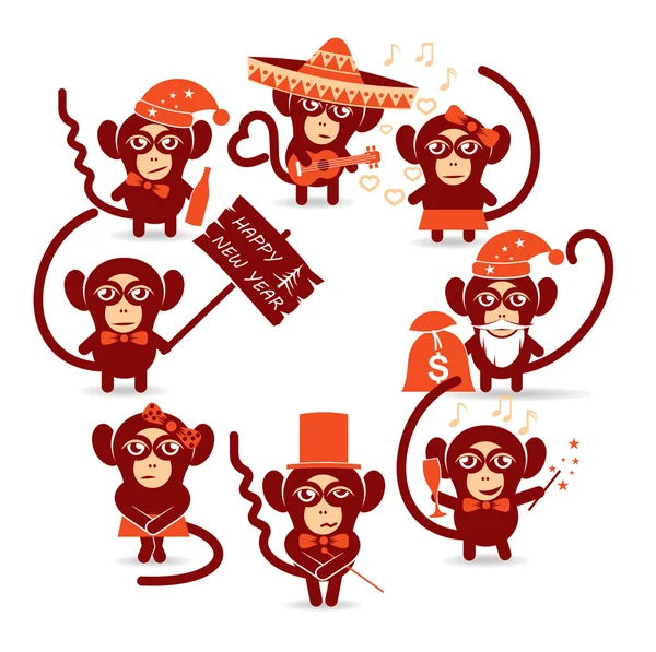 Happy new year monkey — Stock Vector