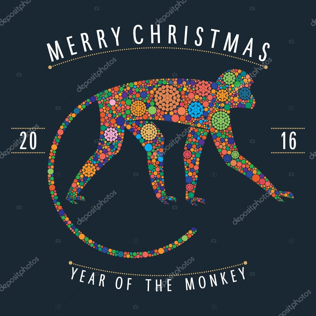 Christmas design monkey style multicolor points