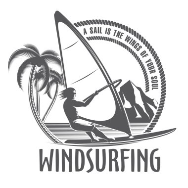 windsurfing emblem on a white background clipart
