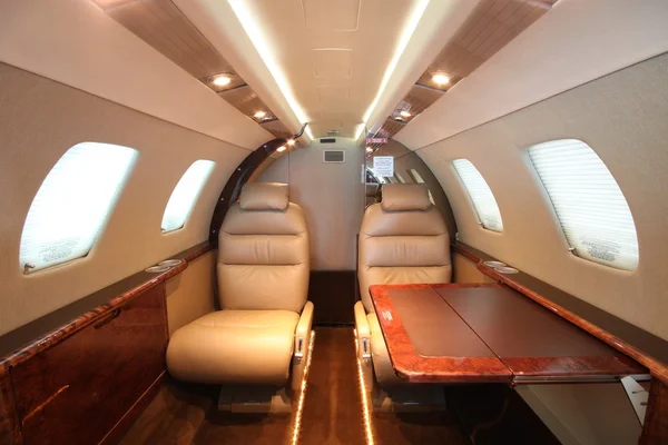 Small business jet cabin rear left table