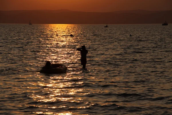 Puesta de sol en el lago Balaton — Foto de Stock