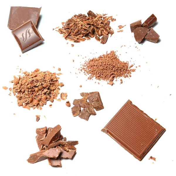 Schokoladenstücke, Riegel, Späne und Getreide - Variante 2 — Stockfoto
