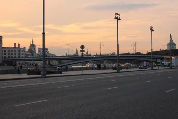 Abend Moskau Die Straße Fluss — Stockfoto