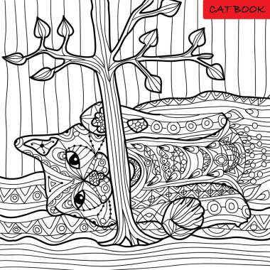 Yaramaz kedi - boyama kitabı yetişkinler için zentangle desenleri