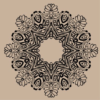 Çizilmiş vektör zentangle mandala el - kitap sayfa boyama yetişkin, kart, davet için olarak kullanılabilir