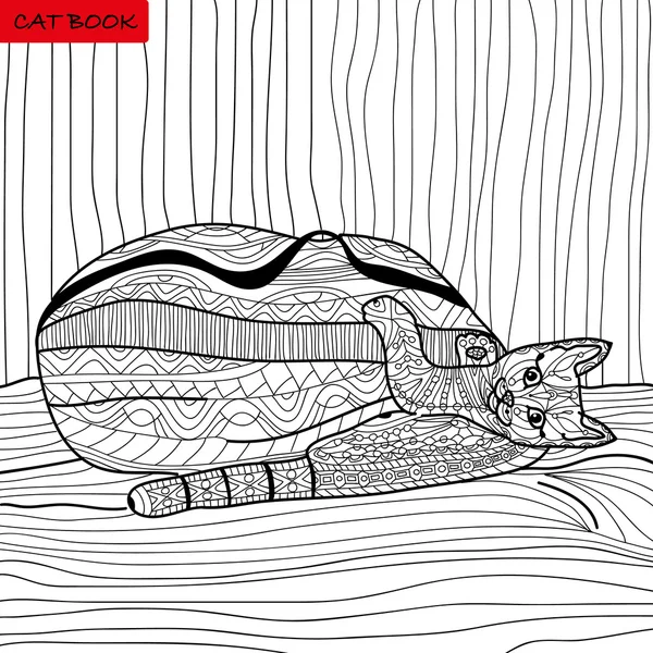 Funny kitten - Malbuch für Erwachsene - zentangle cat book — Stockvektor