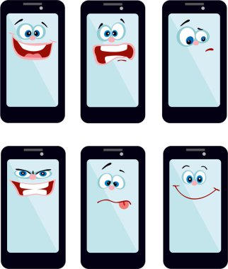 çizgi film karakteri - akıllı telefonlar ile farklı duygular bir dizi