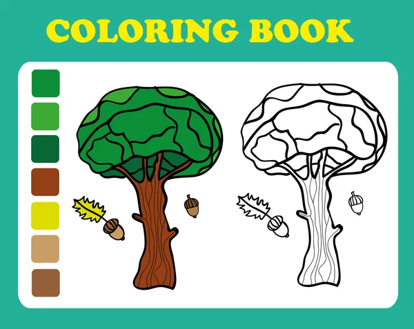 Livre ou page à colorier Illustration de chêne — Image vectorielle