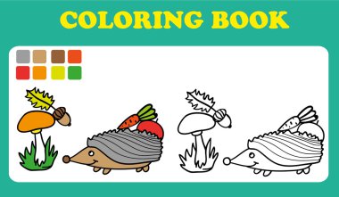 Coloring Book or Page Cartoon Illustration of Funny hedgehog clipart