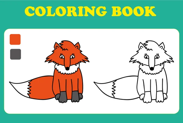 Livre à colorier ou page Illustration de bande dessinée de Funny Fox — Image vectorielle