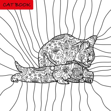 Yetişkinler ve çocuklar için boyama kitabı. Kedi kitabı