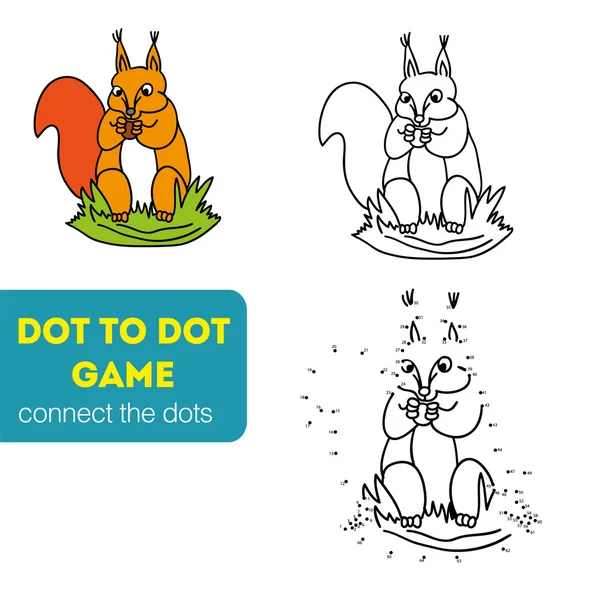 Dot to Dot Jeux pour enfants. Écureuil — Image vectorielle