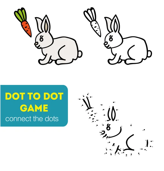 Dot to Dot Jeux pour enfants. Lapin de bande dessinée . — Image vectorielle