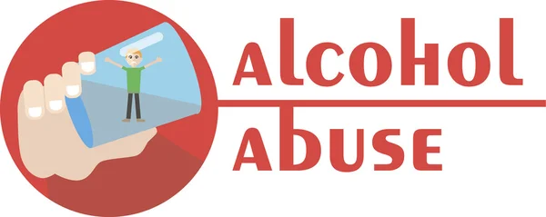 Ein Alkoholiker ertrinkt in einem Glas Wodka. Handgezeichnete Illustration des Alkoholmissbrauchs - Vektor-Flachbild — Stockvektor