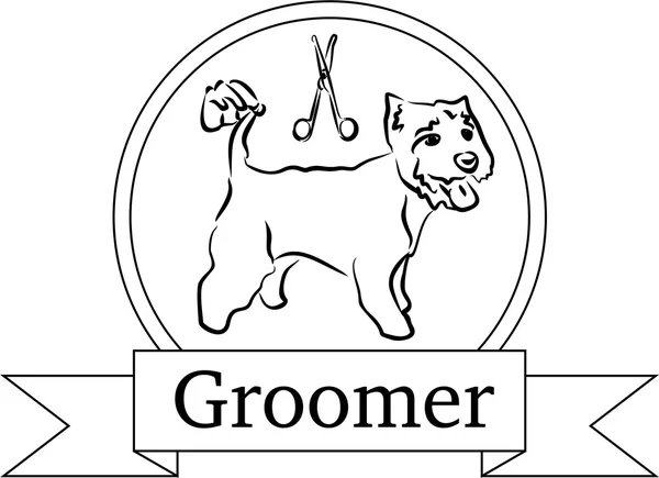 Logotype for groomer. sketch. vector. hand drawn. — Stock Vector