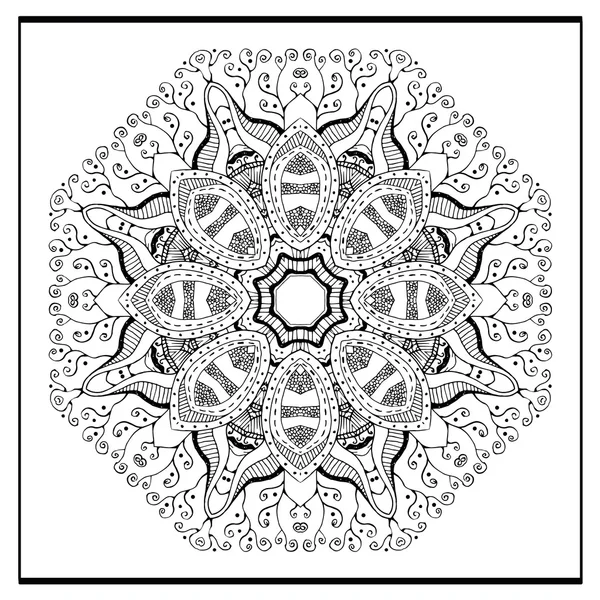 Zentangle mandala - page de livre à colorier pour adultes, détente et méditation, vecteur, gribouillage — Image vectorielle