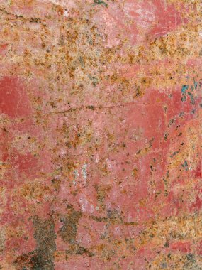 Paslı metal, eski, soyulmuş kırmızı ve mavi boya, çizikler, farklı dokular için uygun.