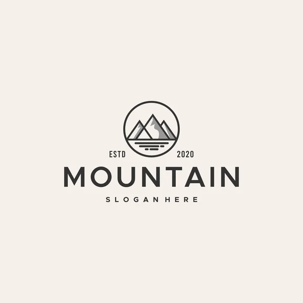 Płaskie linie górskie Logo design — Wektor stockowy