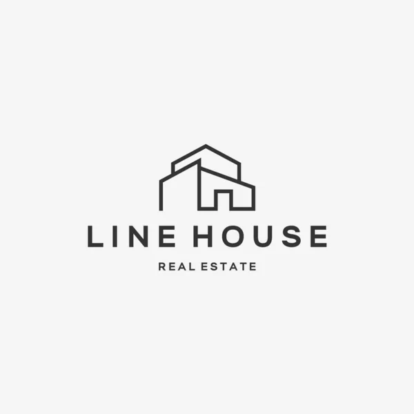 Appartement LINE HOUSE immeuble immobilier logo design — Image vectorielle