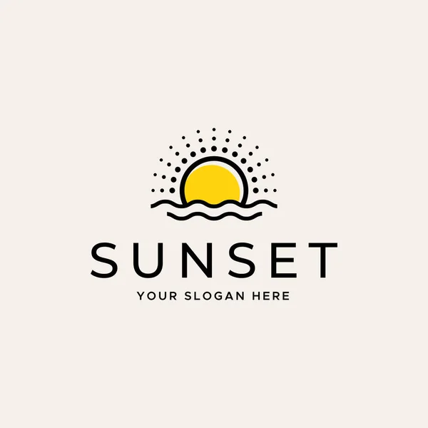 Modern Günbatımı Güneş Küre Dalgaları logosu tasarımı — Stok Vektör