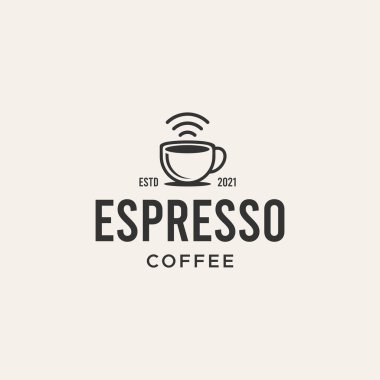 Minimalist ESpresso Kahve Wi-Fi kafe logosu tasarımı