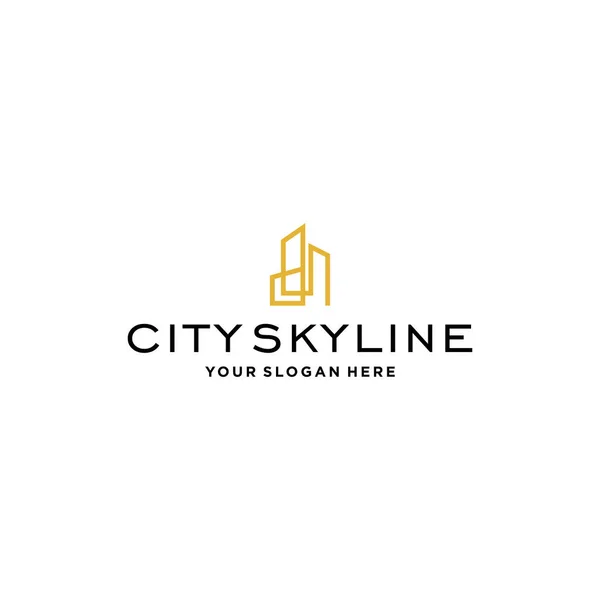 Minimalist Şehir SKYLINE Kasaba Logosu Tasarımı — Stok Vektör