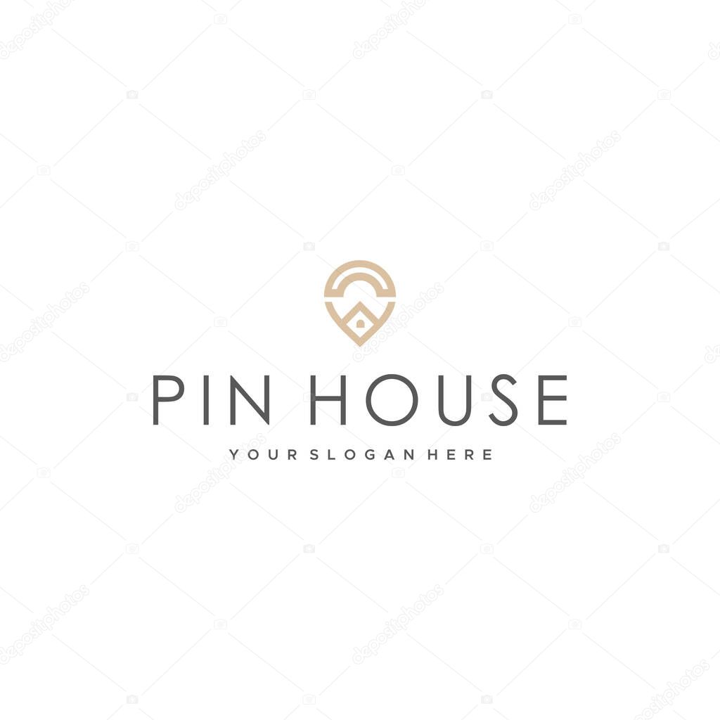 minimalist PIN HOUSE real estate home Logo design