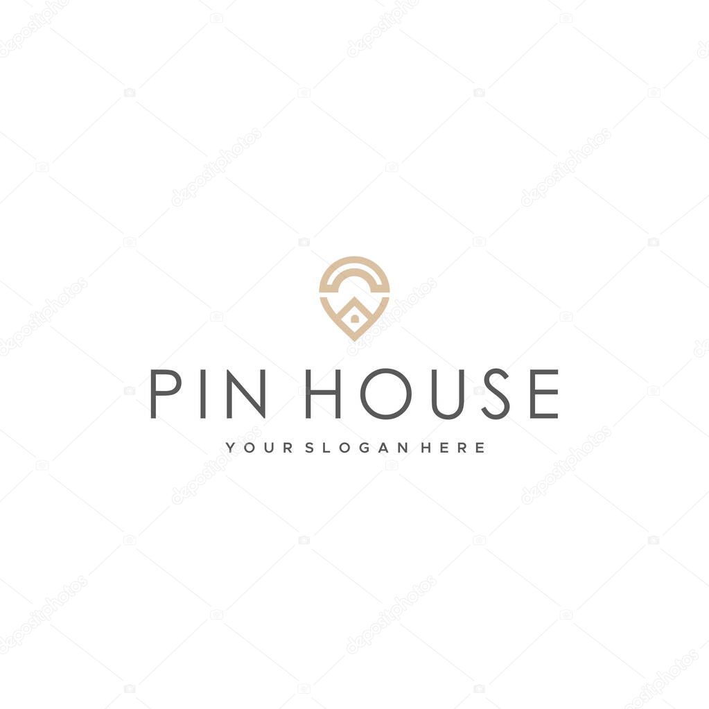 Minimalist PIN HOUSE real estate home Logo design Vector illustration Suitable for business travel delivery person housing hotel many more