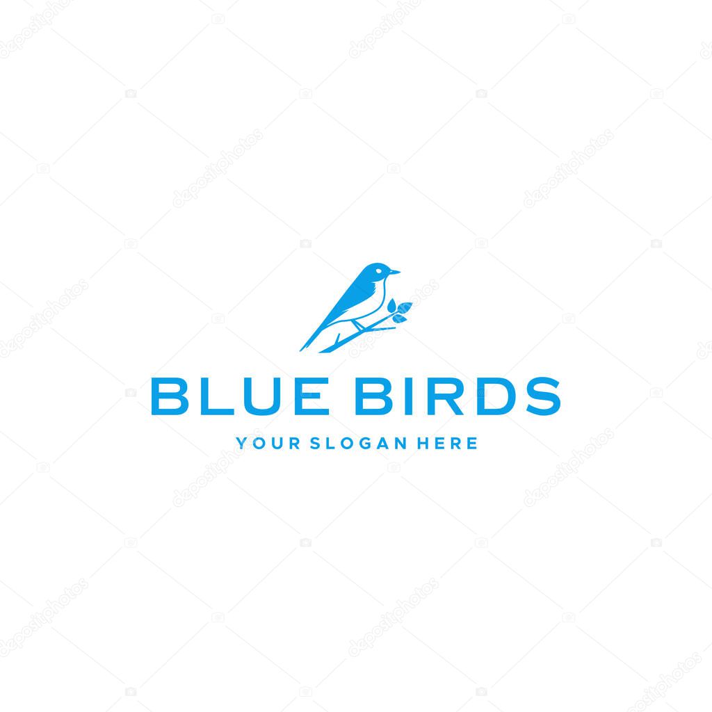minimal BLUE BIRD roost branches Logo design 