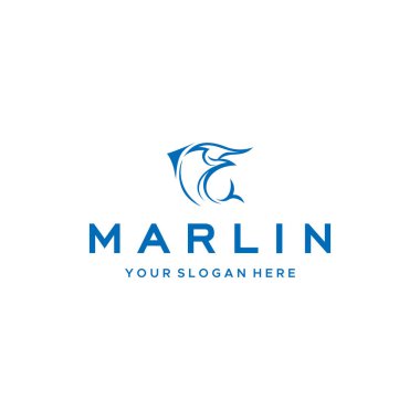 Minimalist MARLIN balık hayvan logosu tasarımı