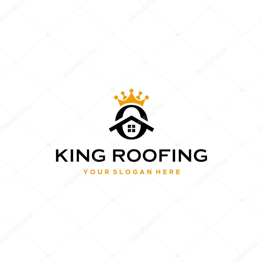 flat lettermark initial O home crown logo design