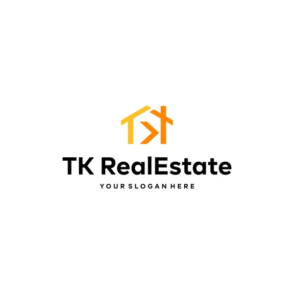 Letra plana inicial TK Real Estate Logotipo Diseño — Vector de stock