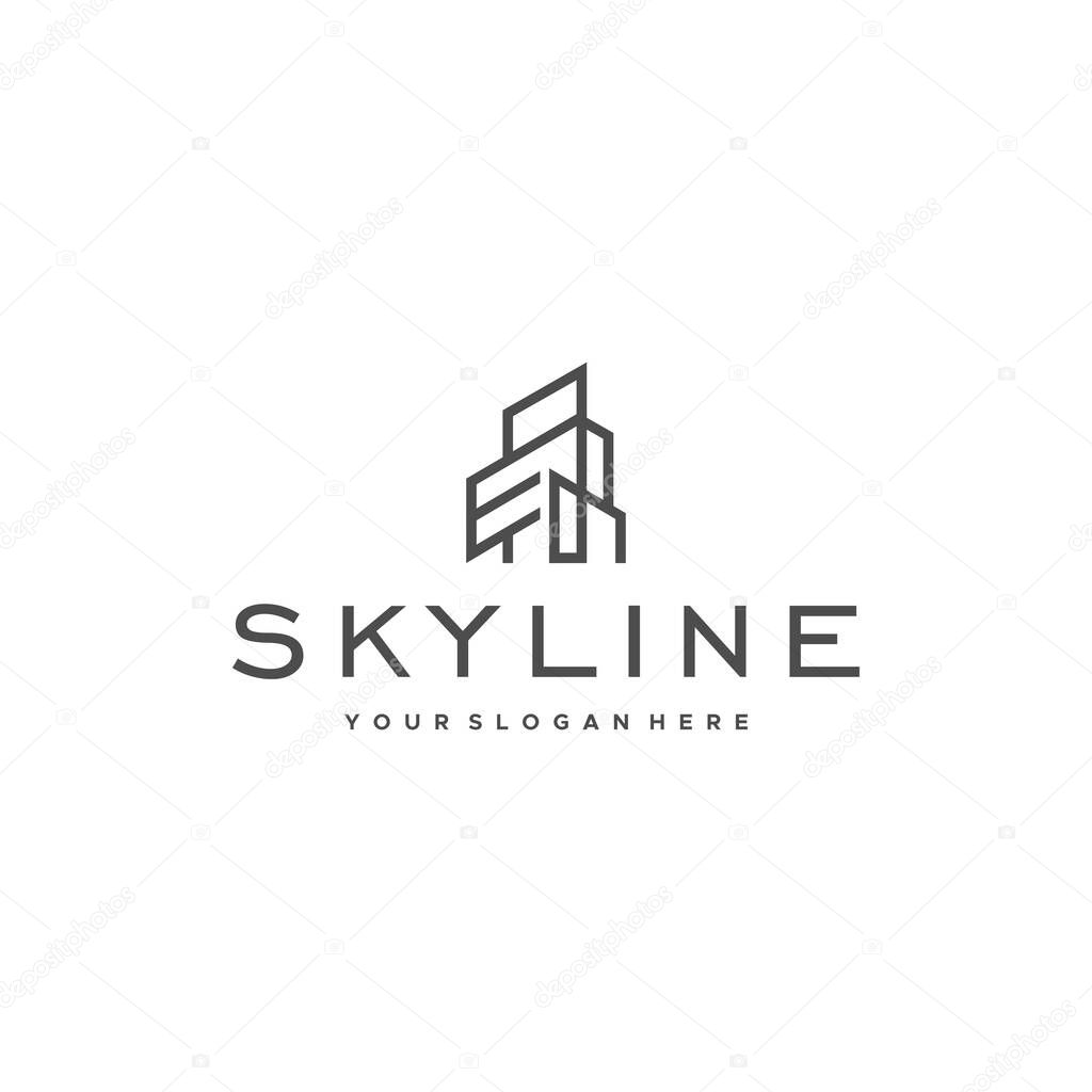 flat SKYLINE real estate apartment logo design