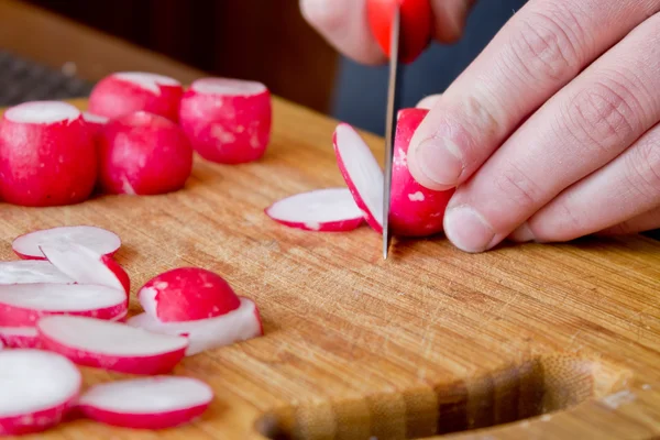 sliced radishes closeup