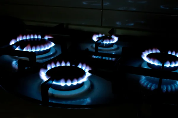 블루 가스 난로 불꽃 — 스톡 사진