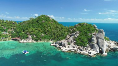 Turkuaz su, insansız hava aracı, Tayland 'da kuş bakışı göl manzarası