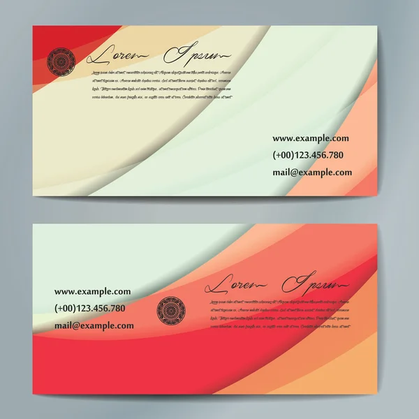 Cartes d'affaires élégants avec des rayures ondulées colorées. — Image vectorielle